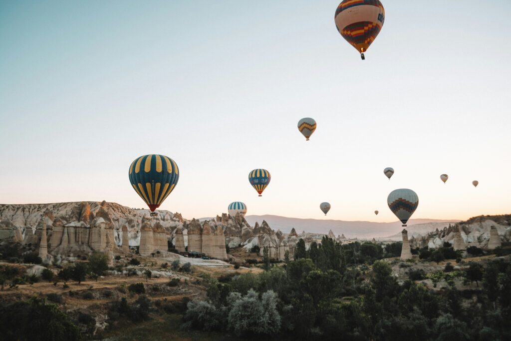 Heteluchtballonnen in Cappadocië, Turkije.